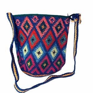 Large Boho Woven Colorful Shoulder Bag Purse